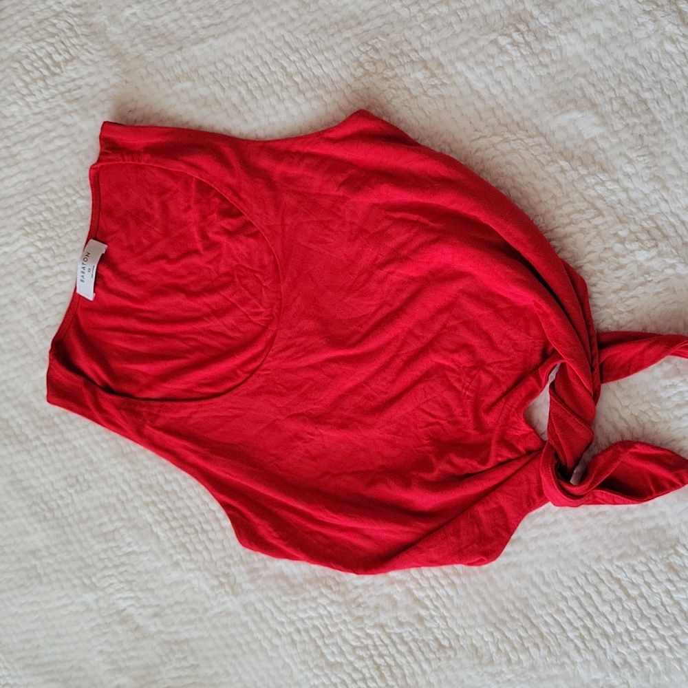 Babaton tie front crop top xs